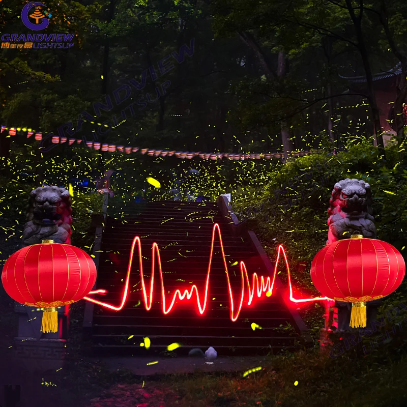 2023 Waterproof outdoor large foldable traditional Japanese Chinese New Year festival Red Silk paper Lantern decorations