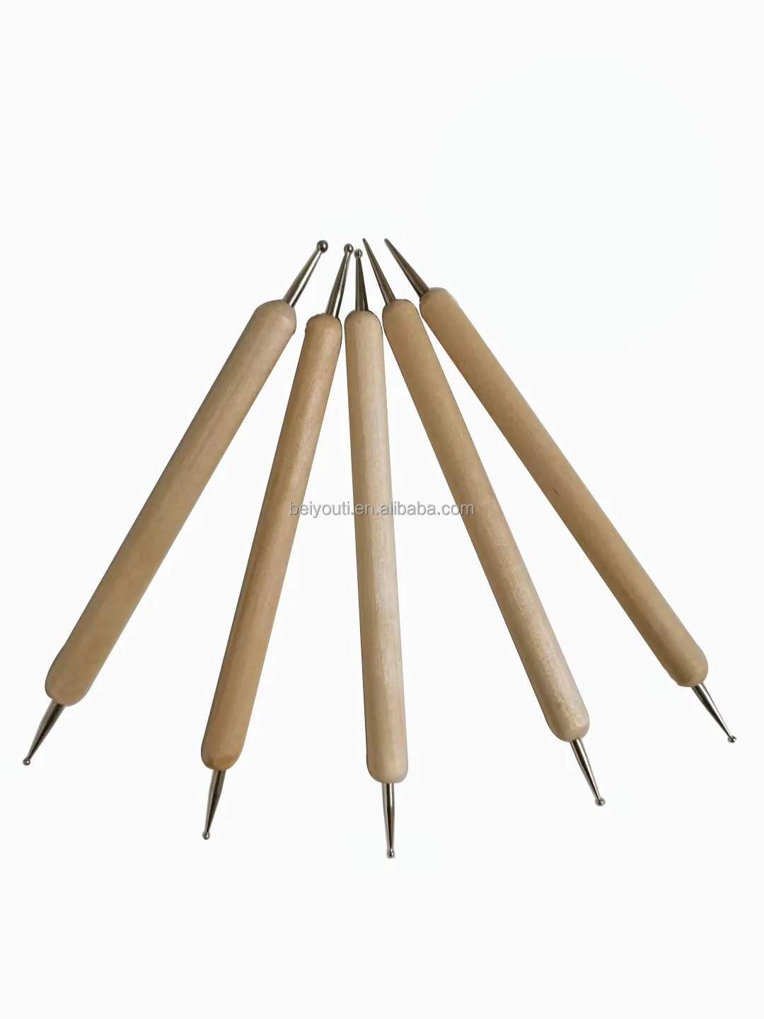 5PCS Double Ended Dotting Tools DIY Design Nail Art Wooden Handle Dotting Pen Tools For Diamond Embroidery Point Drill Dotting