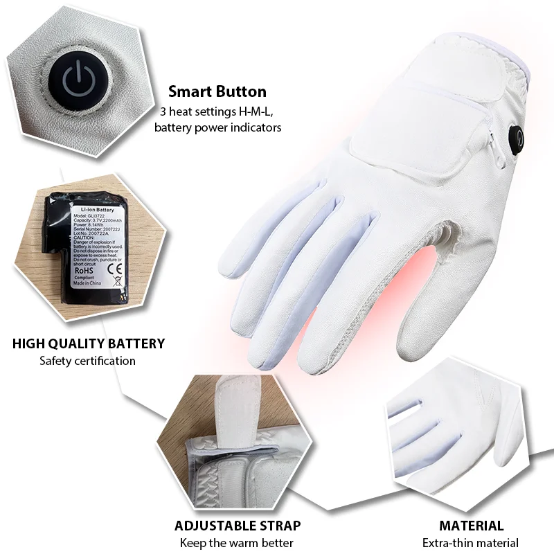 Men Women Wholesale Cycling Customized Winter Outdoor Thin Heated Gloves Hand Warmer Rechargeable Heated Golf Gloves