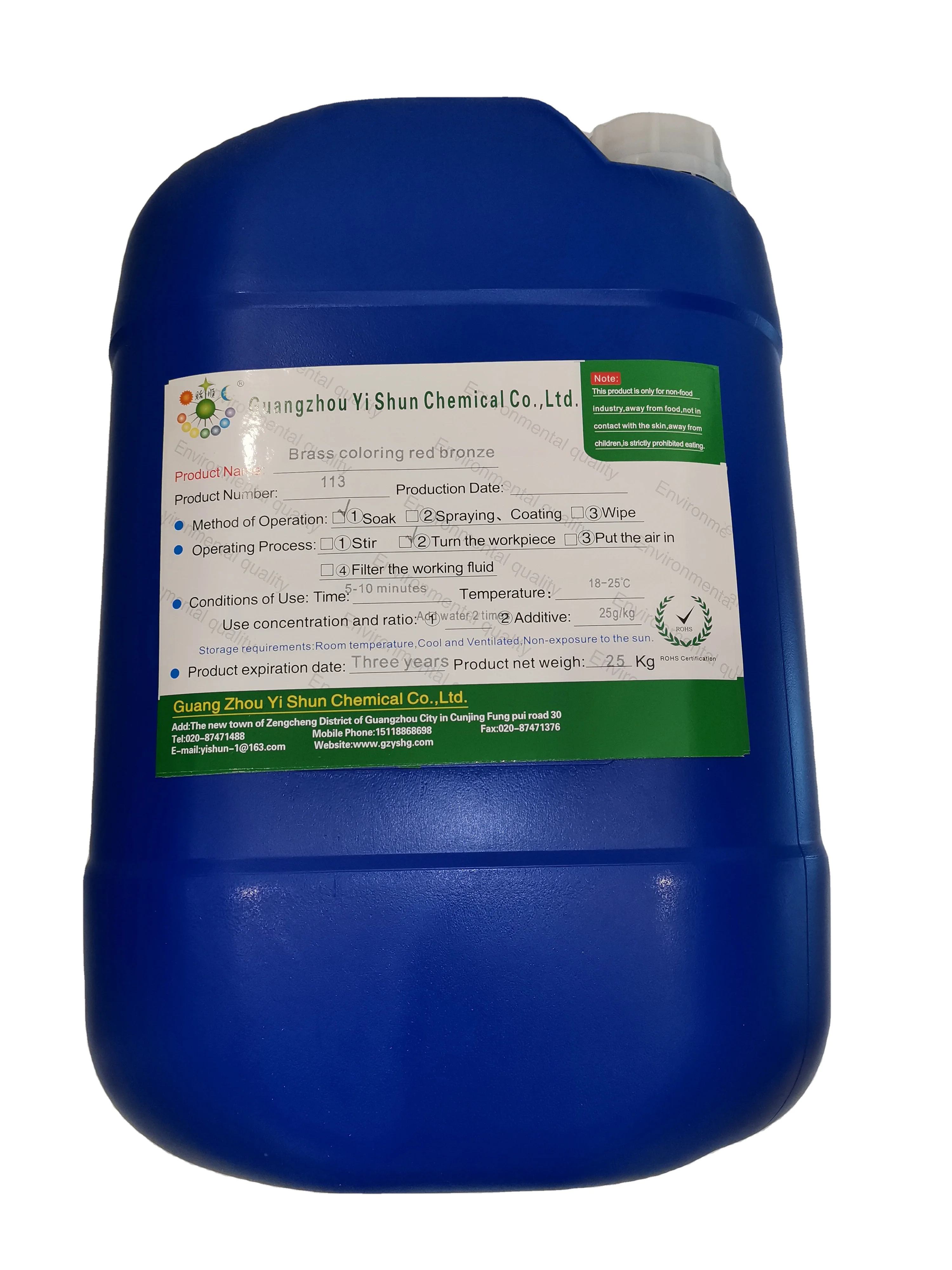 Green brass colorant red bronze reagent