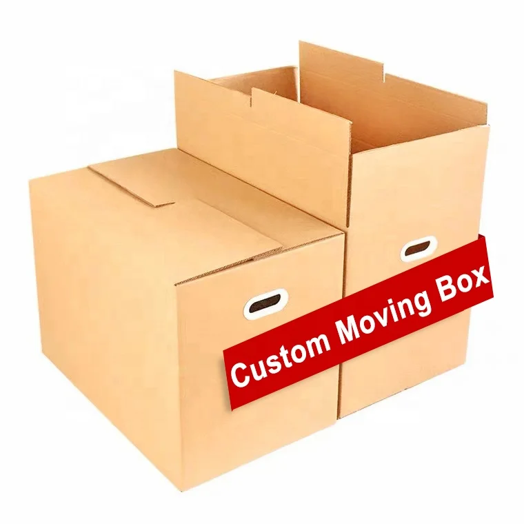 Factory Custom Size Logo 32 ECT Sturdy Brown Smooth Move Tape Free Assembly Large Cardboard Corrugated Moving Kraft Box Carton (1600301993983)