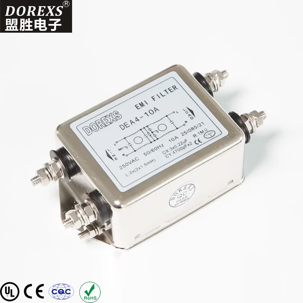 С фильтром нижних частот шума фильтры 3 фазы переменного тока входной фильтр электромагнитного влияния для инвертор 115/250vac металлический корпус 20 ~ 100db 30-100db DEA4 застегнуть 5-10%