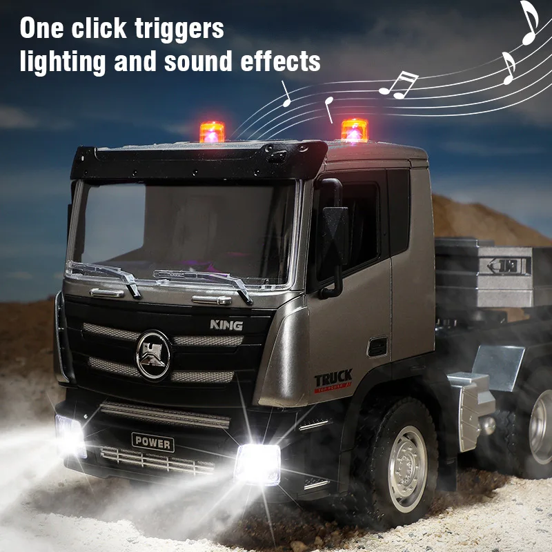 RC Flat Truck 1:24 Model 9Channels Alloy Engineer Vehicle 2.4G Remote Control Car Radio Controlled Trailer Toys for Boy