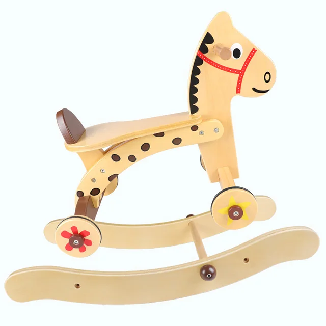 Wholesale custom kids wood rocking horse toy educational balance ride on bike wooden toys for toddlers