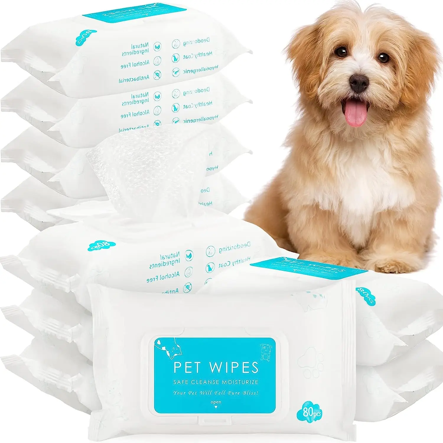 Pet Wipes Cat Grooming Puppy Wipes Dog Body Cleaning Bath Stain Odor Remover
