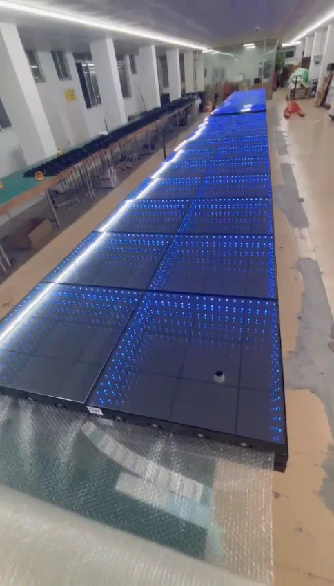 Tempered Glass Illuminated DMX Infinity Mirror 3D Effect RGB LED Dance Floor Light for Entertainment Event Show