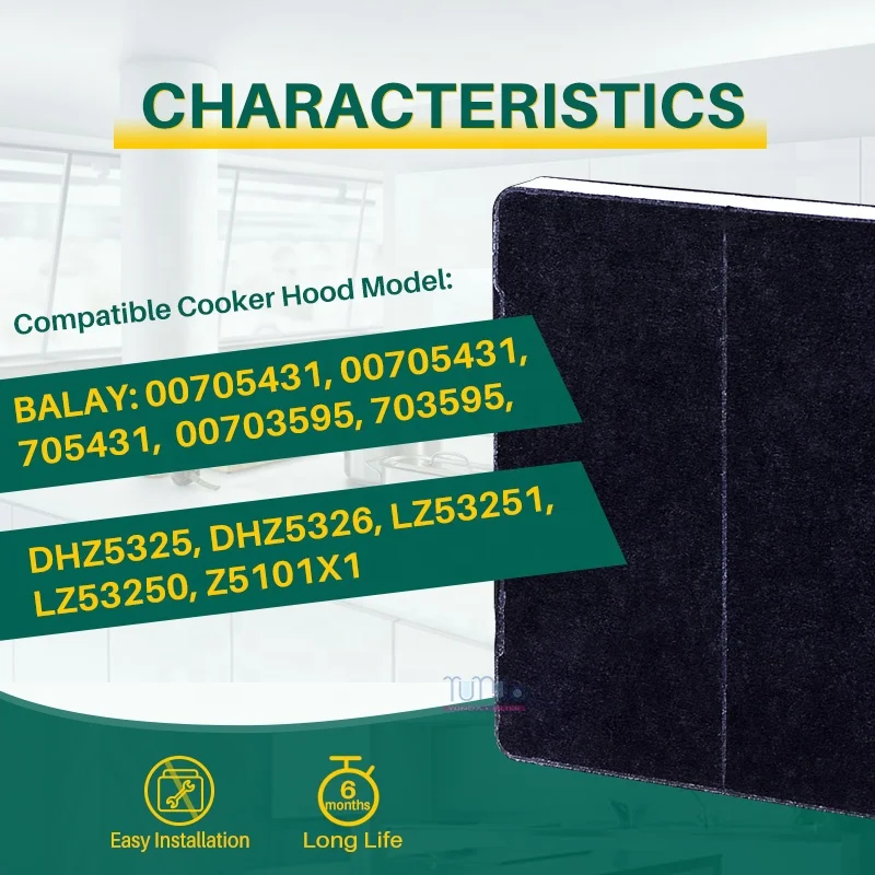 Compatible With DHZ536501 DHZ536500 DHZ532501 00573851 LZ5325001 LZ5325101 LU53650/01 Z5101X101 Charcoal Smoke Filters