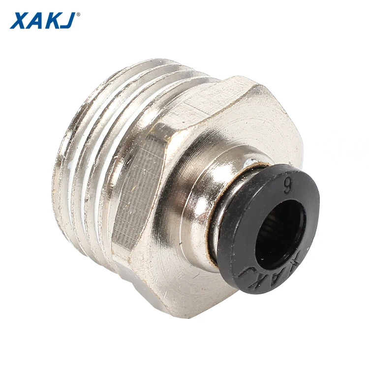 
XAKJ PC Male BSPT Thread Straight Nickle-plated Brass One-touch Quick Connect Pneumatic Fittings PC12-04 