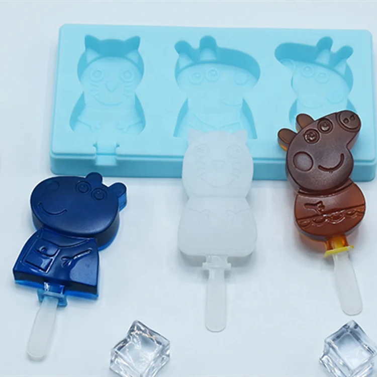 Pig Peppa 3D DIY Silicone Mold Nonstick Ice Cream Mold Food Grade Popsicle Mould for Baking Customized Supported