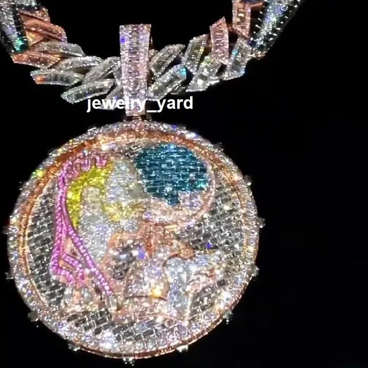 Custom Initial Name Pendant Customized Logo Full Iced Out Charm S925 Vvs D Moissanite Diamond Letter Chain For Men And Women