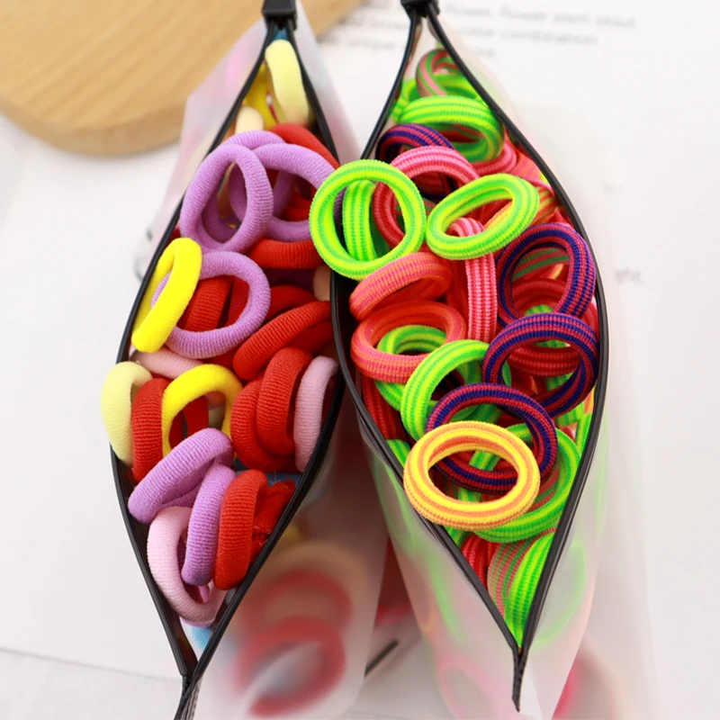 100Pcs Bag Children Cute Candy Cartoon Solid Elastic Hair Bands Girls Lovely Srunchies Rubber Bands Kid Hair Accessories