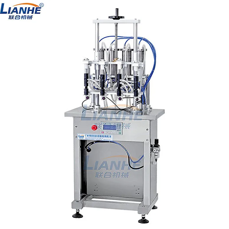 Semi-automatic 4 heads vacuum perfume filler liquid filling machine