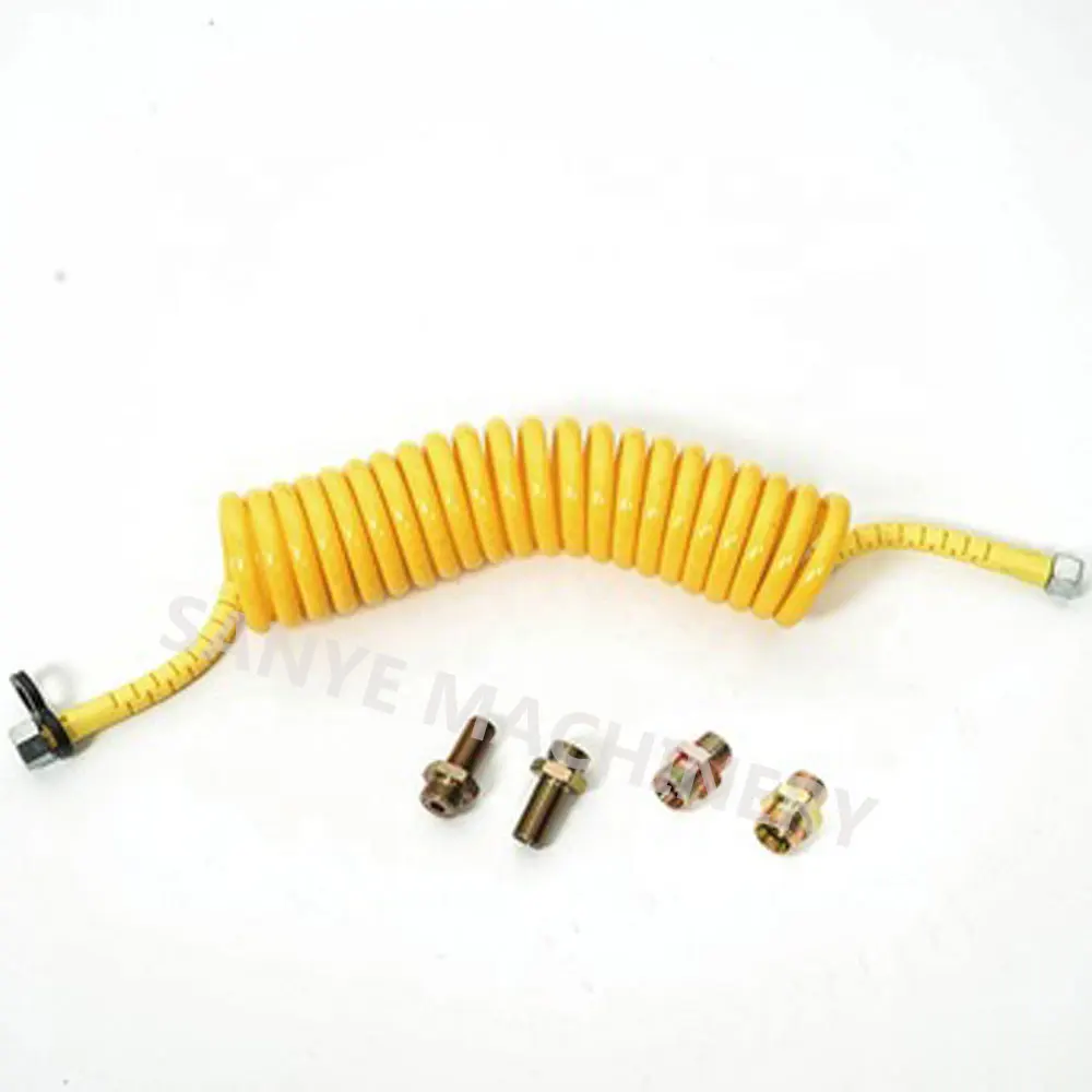 PU 12*8mm Yellow Trailer Service Spiral Line Air Coils Coiled Air Tube with Nuts