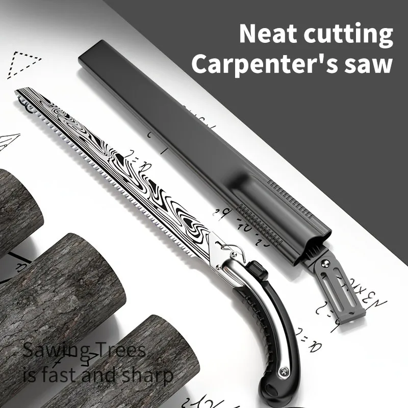 Garden folding saw dry wood pruning saw camping folding hand saw Damascus hand saw