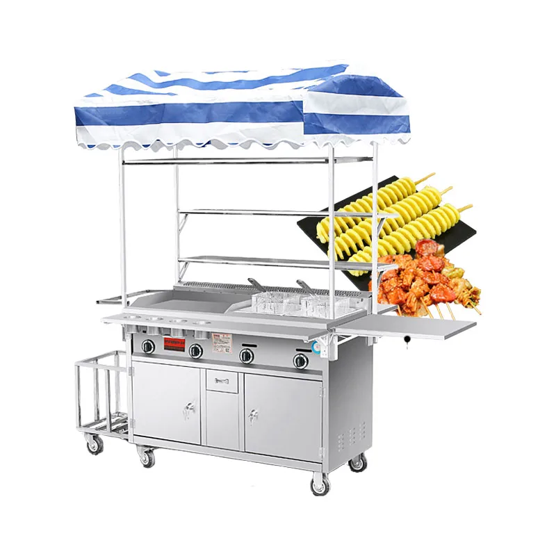 Diversified Customization Oden Potato Tower Donuts Cart Gas Hand Push Food Cart