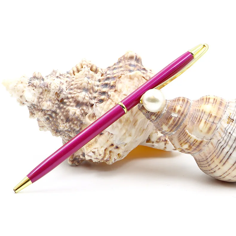 Student School Ball Point Pen Pearl Ornament Clip Queen Mace Metal Gift