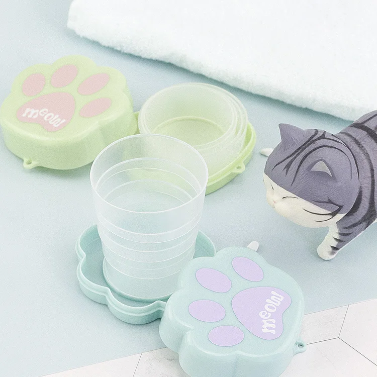 Оптовая продажа, Экологически чистая портативная пластиковая телескопическая чашка в форме кошачьей лапы