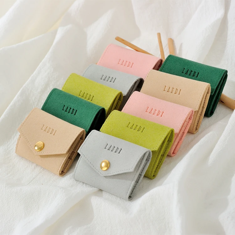 Custom Logo Multiple Function Earrings Ring Necklace Pouches Microfiber Mini Jewelry Packaging Storage Organizer Bag