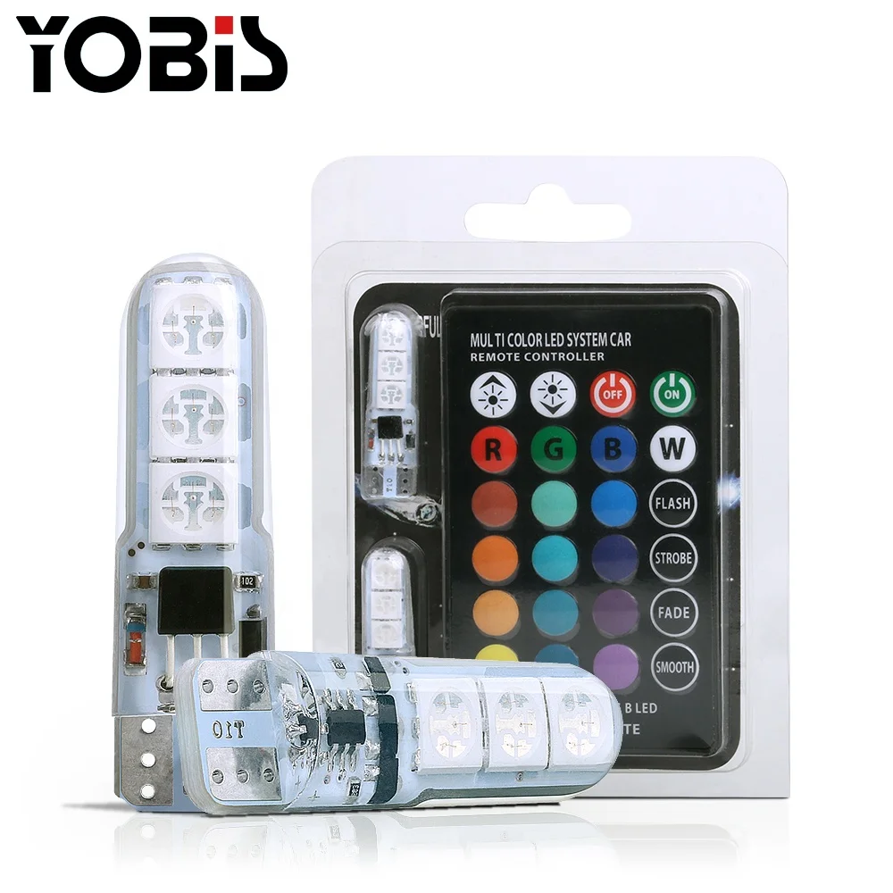 Yobis T10 5050 6SMD Remote Control Car Led T10 RGB Light Bulb T10 LED bulbs