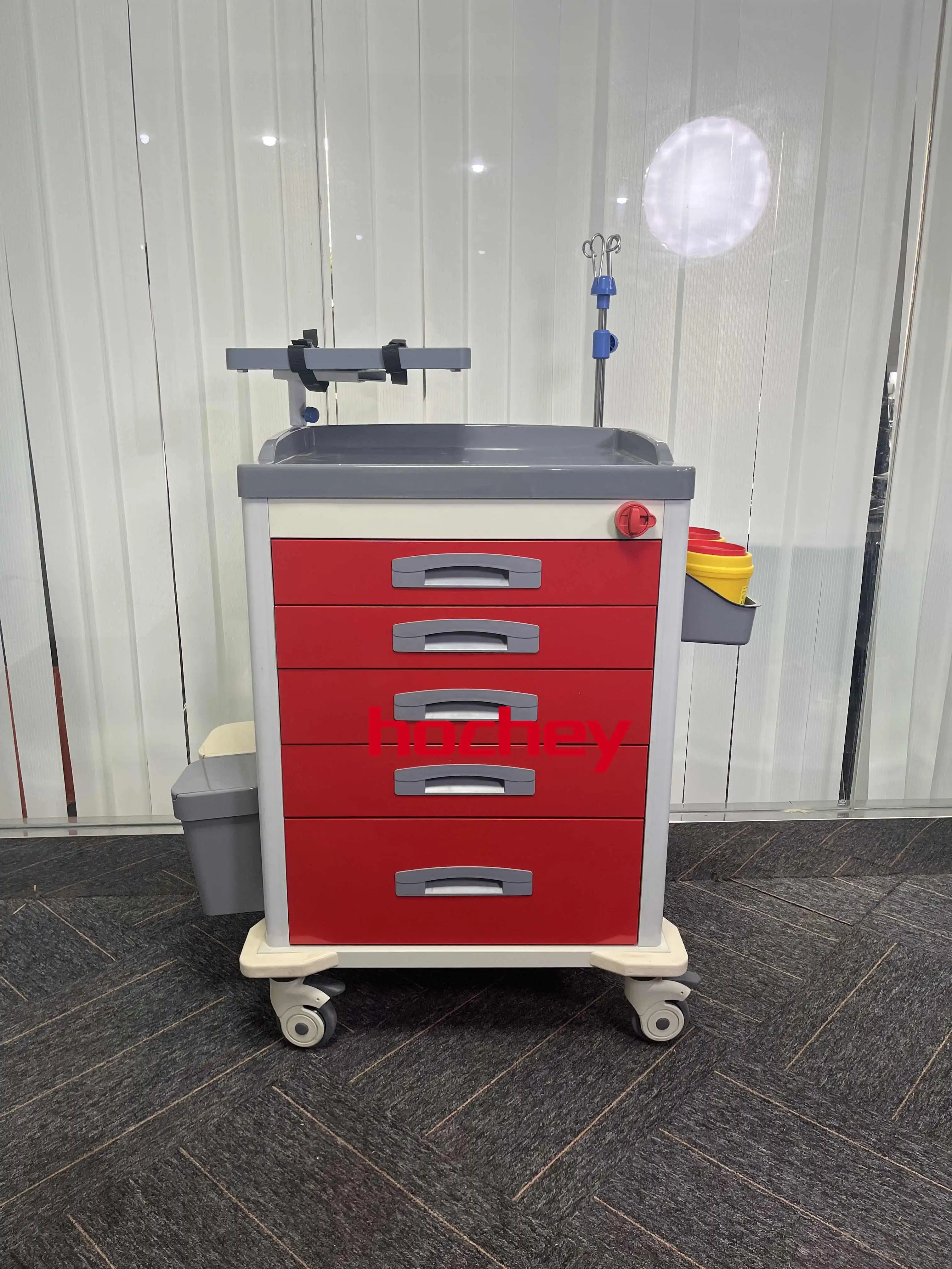 MT MEDICAL Emergency Mobile Trolley Cart ABS Plastic Hospital Furniture with Drawers for Clinics and Hospitals