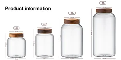 Large glass sealed jar screw wooden lid green plum lychee wine bottle tangerine peel miscellaneous grain storage jar