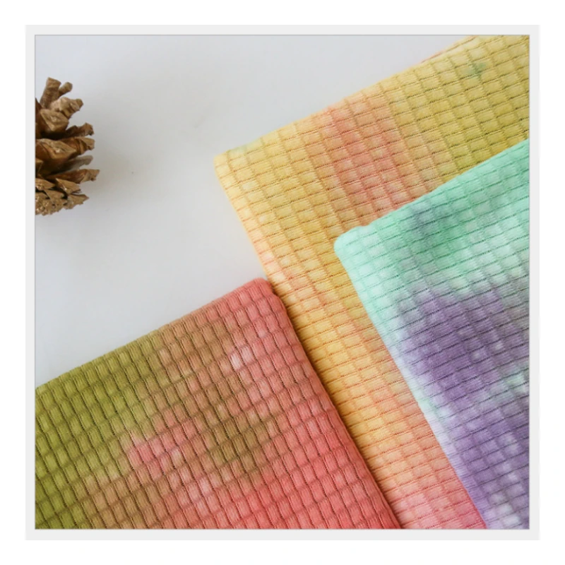 Free A4 sample service 160gsm Knit 100%cotton tie dye rib fabric for garment