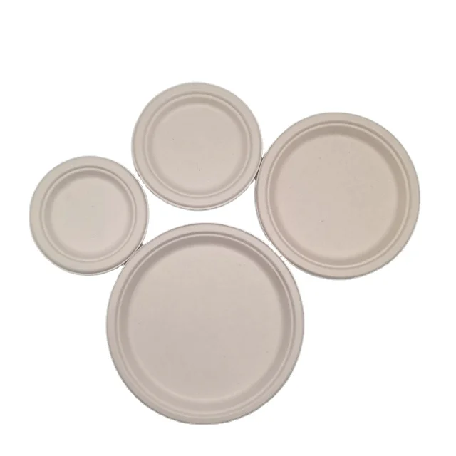 Party Supplies Sugarcane Fiber Disposable Tableware 9 Inch Eco Friendly Paper Plate