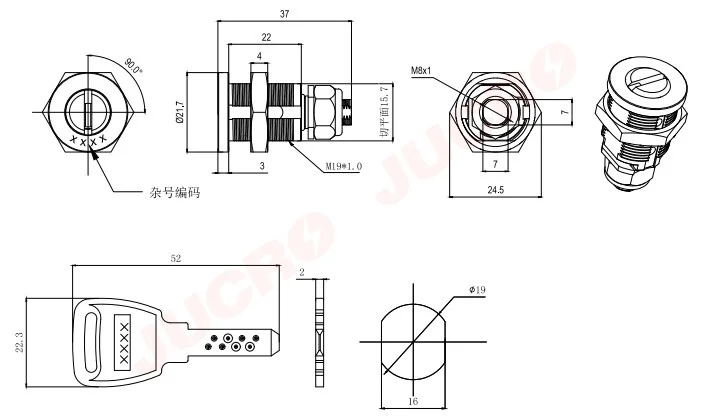 Electronic zinc alloy housing lock core carbon steel bolt with high security cam lock quarter-turn latches