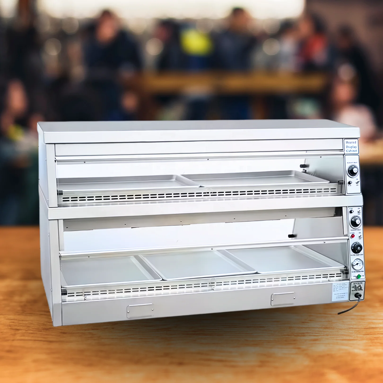 TENSHINE KFC Style Display Warmer Two Tier Auto Fill Water Stainless Steel for Broast Chicken and Food Display