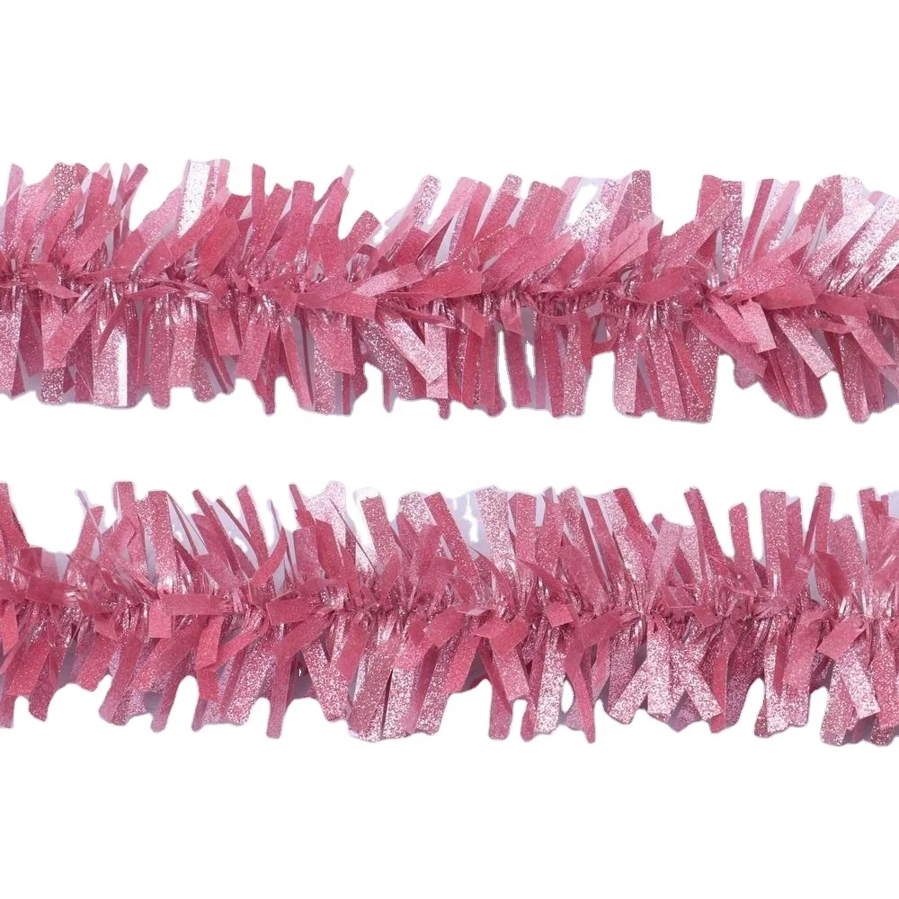 5cm*2meters cheap Green with white edge PET Tinsel Garland for party and festival and Christmas home decoration