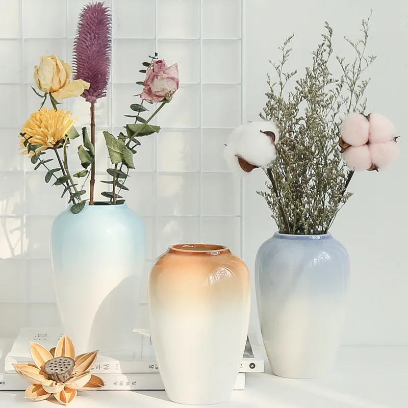Creative Colorful Ceramics Vase Home Ornaments Tabletop Vases Home Decorations Craft Gifts