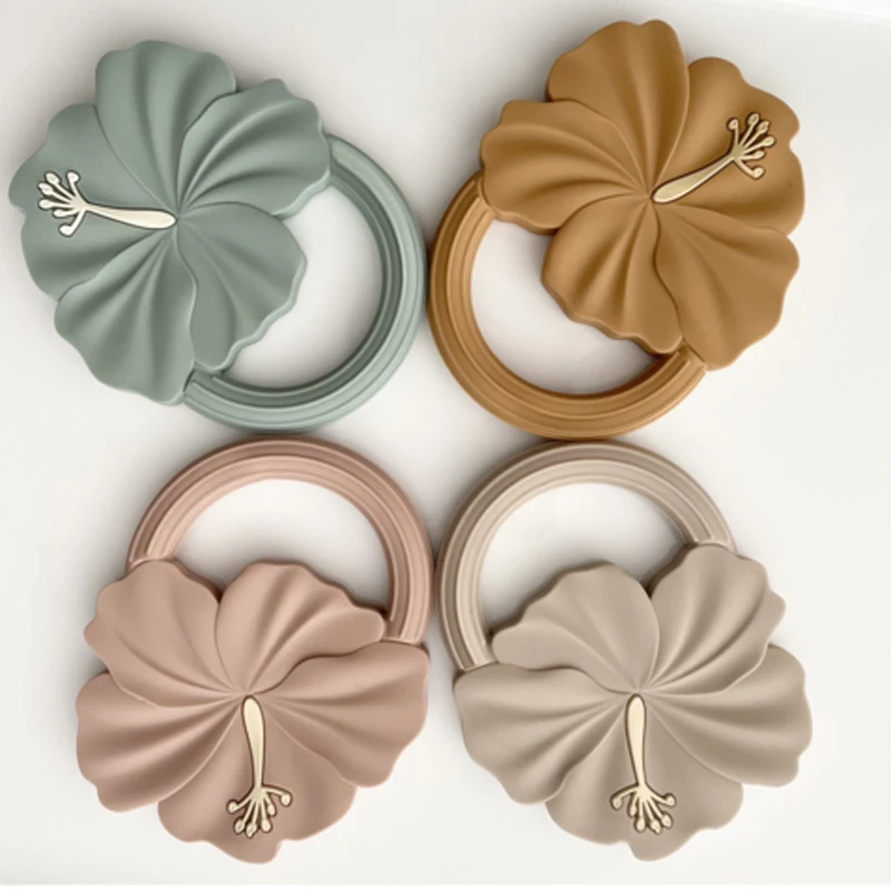 Baby gift Hibiscus silicone baby teether symbolizes Beauty and Love BPA free No MOQ with your Laser logo