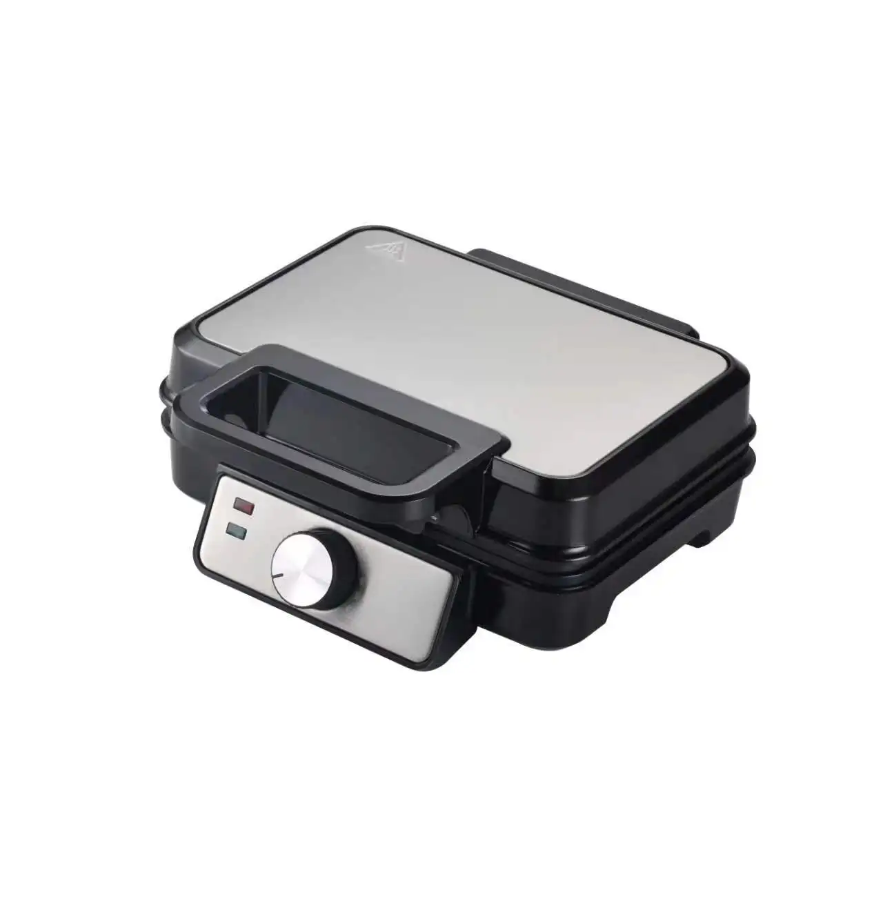 Stainless steel housing non-sticking coating square belgian waffle maker,2 slice waffle iron with browning knob