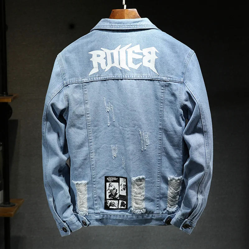 OXGIFT wholesale custom black blue mens denim jacket men
