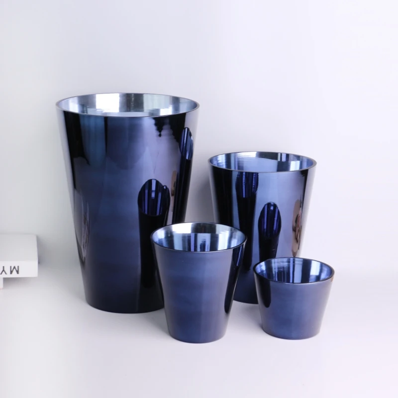 Luxury Custom Iridescent Blue Candle Glass Jar For Candle Making 246oz