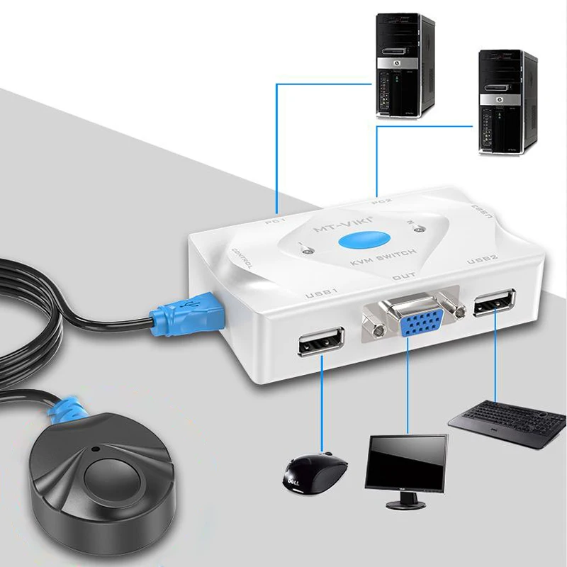 MT-ViKI MT-201KL 2 port 2 in 1 out VGA KVM Switch