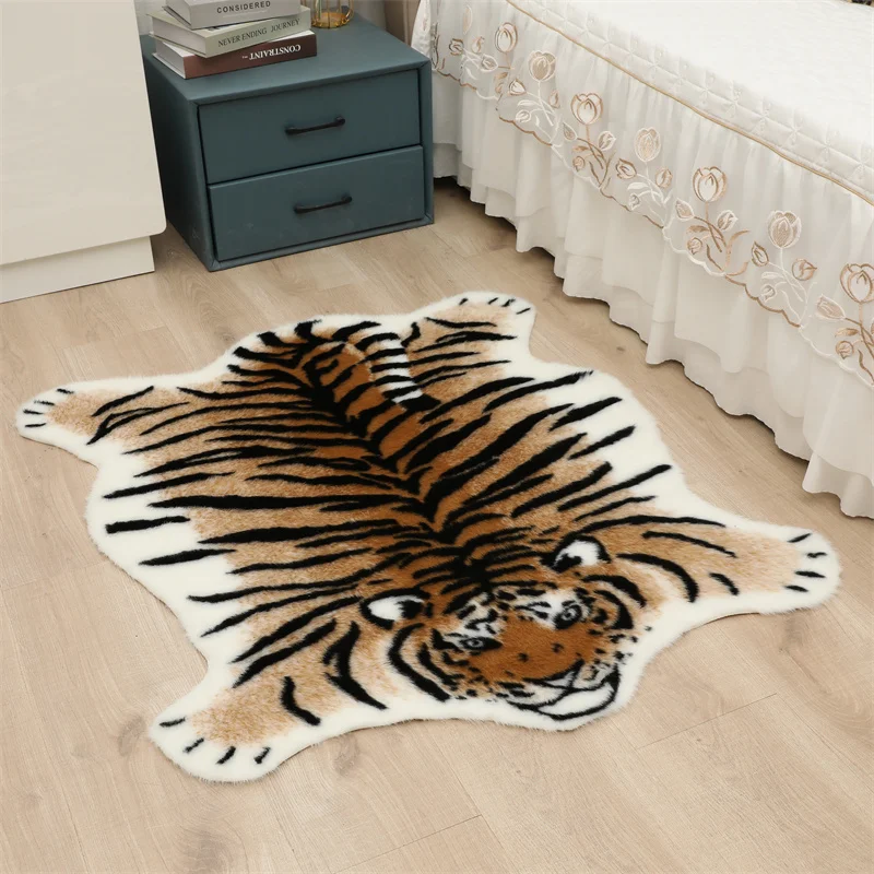 Tiger Rug Washable Carpet Bedroom Bedside Study Room Mat Home Floor Pad for Decoration