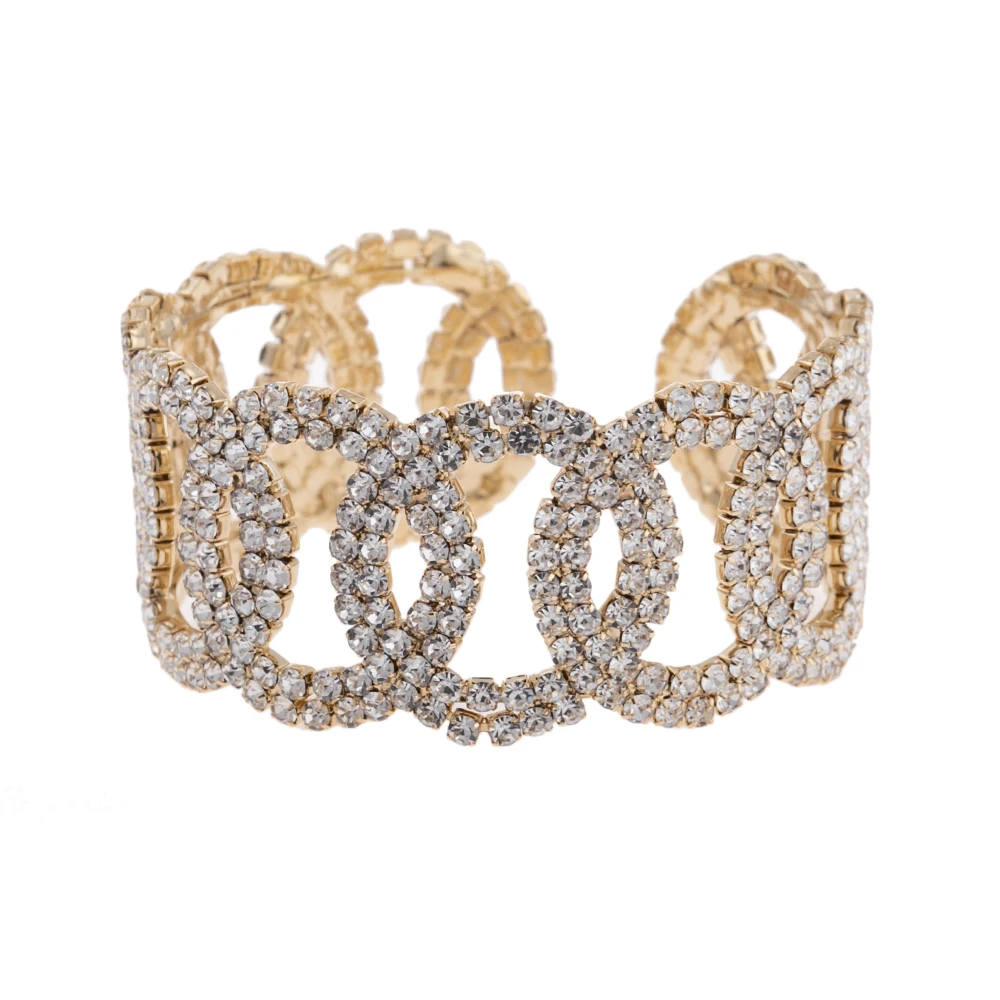 China Goods Wholesale Stainless Steel Cut Diamond Bangle Geometric Gold Open Rhinestones Cuff Bracelets Women Copper Jewelry