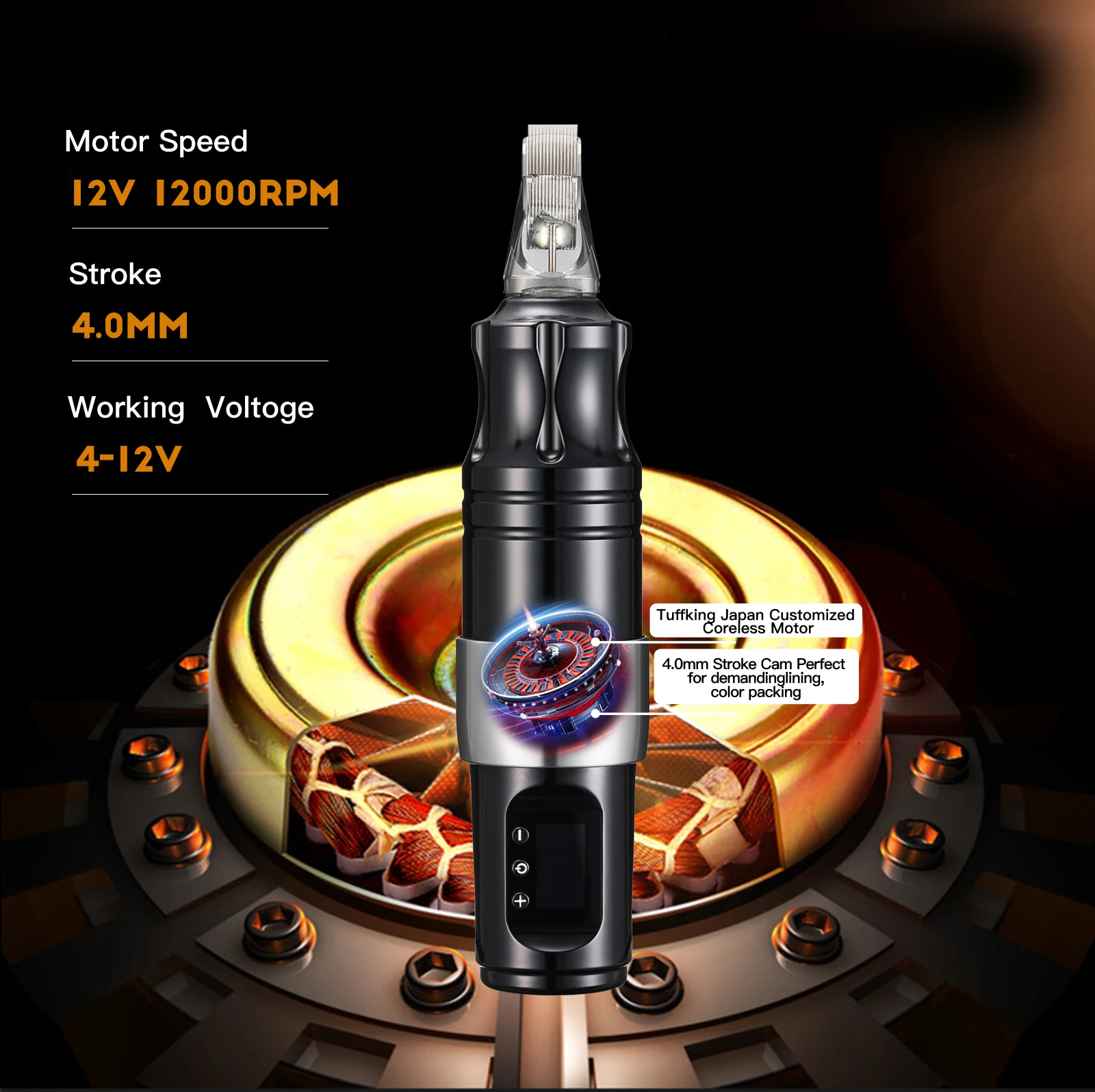 Rechargeable Rotary Wireless Tattoo Pen Machine High Capacity Battery Wireless Tattoo Machine Pen Tattoo Gun Electric 36.5*140mm