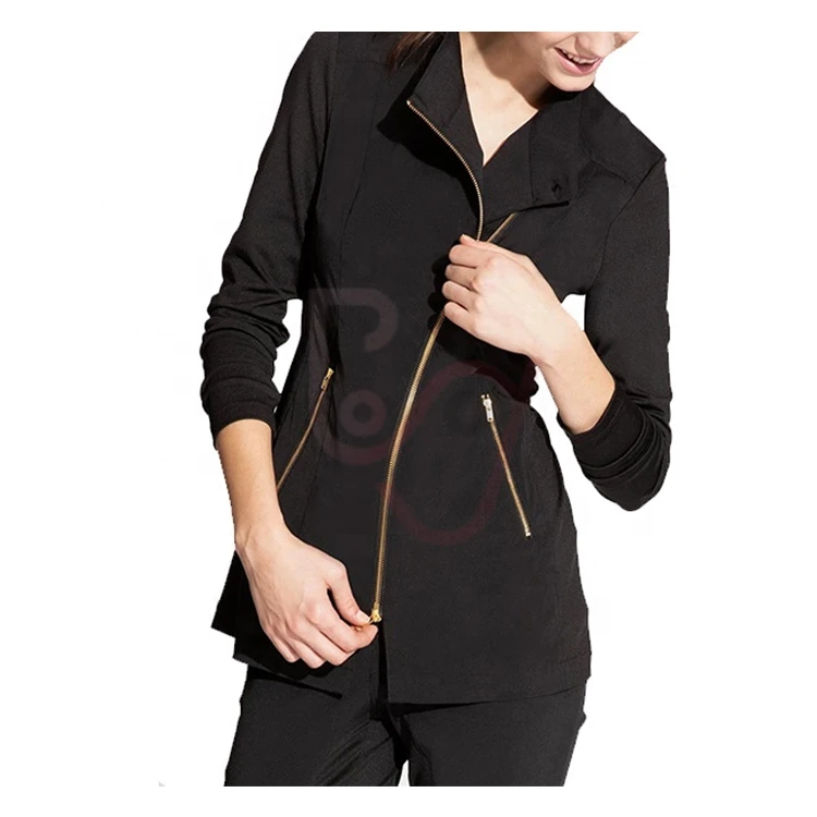 Scrubs Uniforms Casual Woven Medical Uniforms Mandarin Collar Yarn Dyed Long Sleeve Best Quality Wholesale Customize White Black