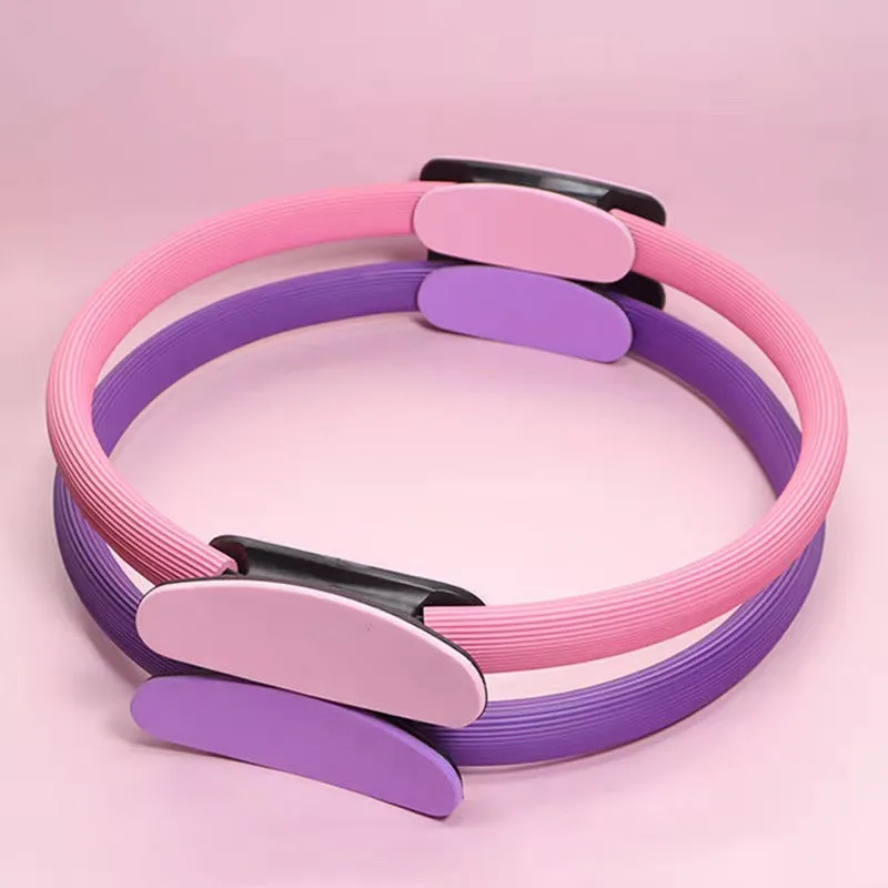 Custom Logo NBR Double Handle Pilates Ring Slimming Body Building Exercise Fitness Gym Accessory Indoor Yoga Wheel Circle