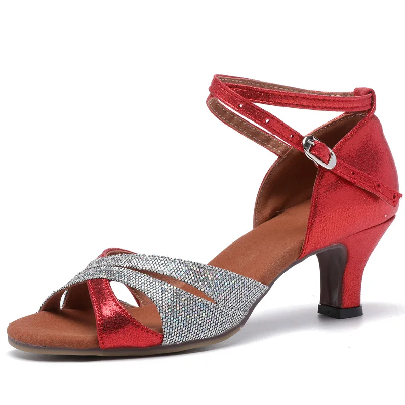 Cheapest Latin Dance Shoes with Soft Bottom and Middle Heel for Ethnic Social Dance Ballroom Dance Shoes