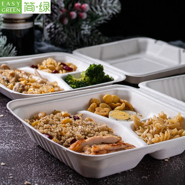  Пищевой compostable микроволновая печь безопасный Ланч-бокс sugarcane bagasse одноразовый биоразлагаемый контейнер для