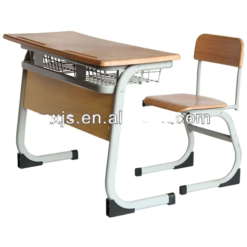 
Antique Wooden School Classroom Double Desk Chair Sets For Kids Students 