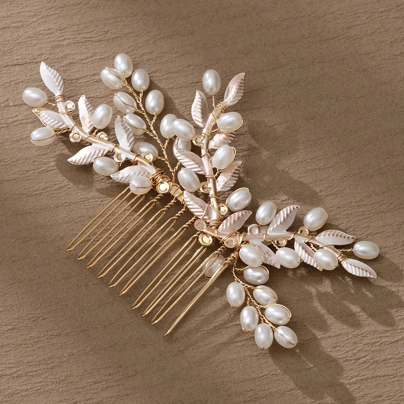 Fashion White Flower Hair comb Bridal Handmade Polymer Clay Crystal Hair comb set Wedding Hair Jewelry