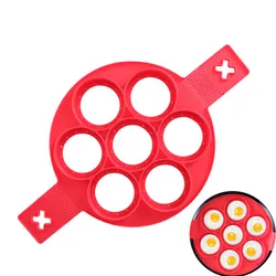Kitchen Tool 7 Hole Round Red Food Grade Silicone Omelette Mold