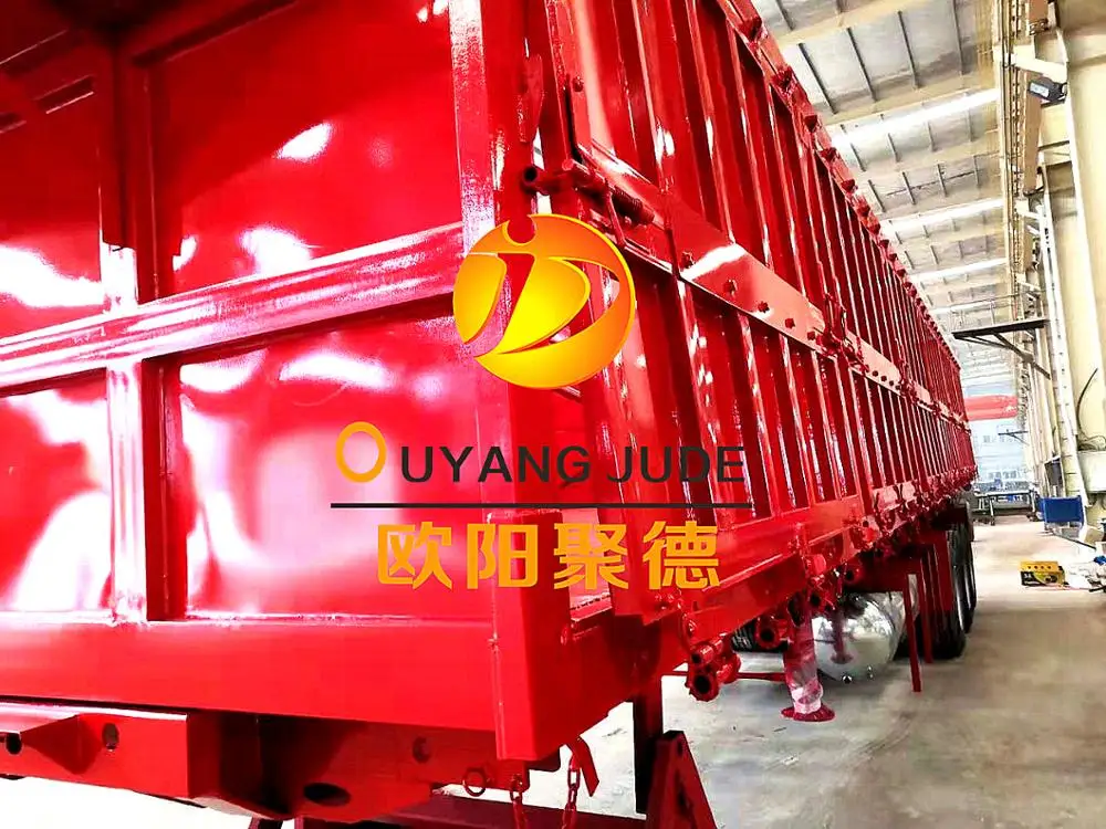 OYJD 40ft sidewall trailer 3 axles with lifting axle first front use stone loading tipper semi trailer on hill road  for sale