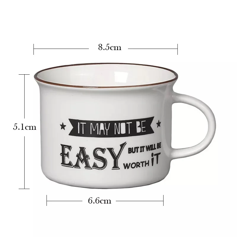 170ml Small sized silk printing cheap 6oz ceramic coffee mug wholesale cappuccino cup retro enamel water mug