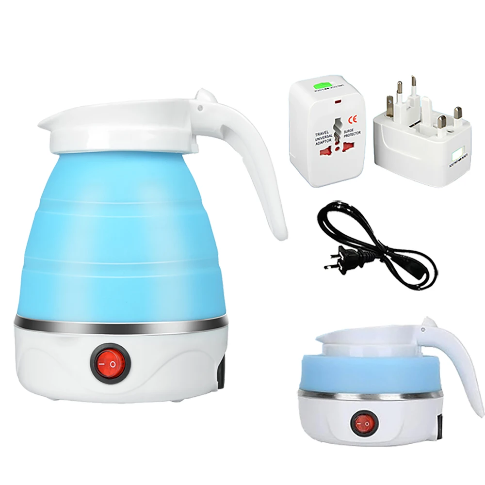 1.2L Mini Silicone travel foldable electric kettle portable electric boil dry protection with converter