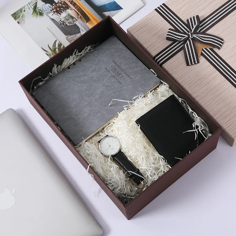 
Лидер продаж, роскошный картонный подарочный набор черно-серого цвета с логотипом на заказ, бумажник для часов для мужчин и женщин, упаковочная коробка 